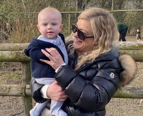 Lucy Bryant and her six-month-old son Teddy, who had a severe allergic reaction to egg at their home in Broadstairs. Picture: Lucy Bryant
