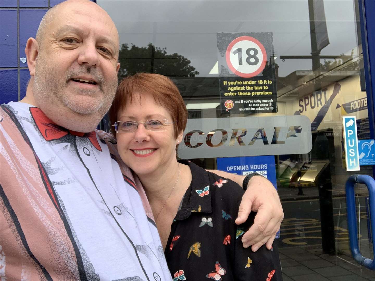 The couple spent celebrated their coral anniversary at a Coral bookies. Picture: South West News Service (16052495)