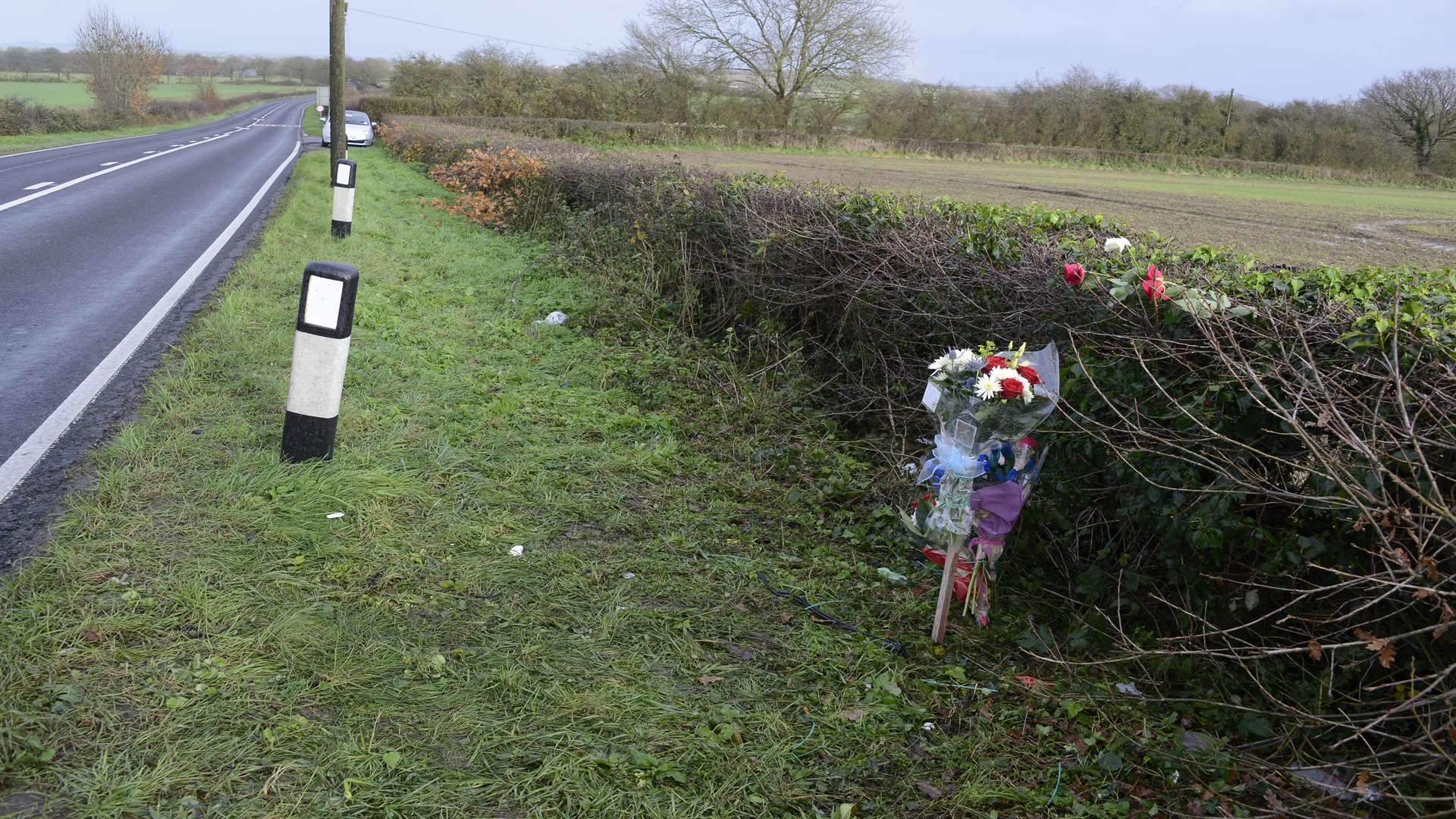Flowers at the scene of the crash
