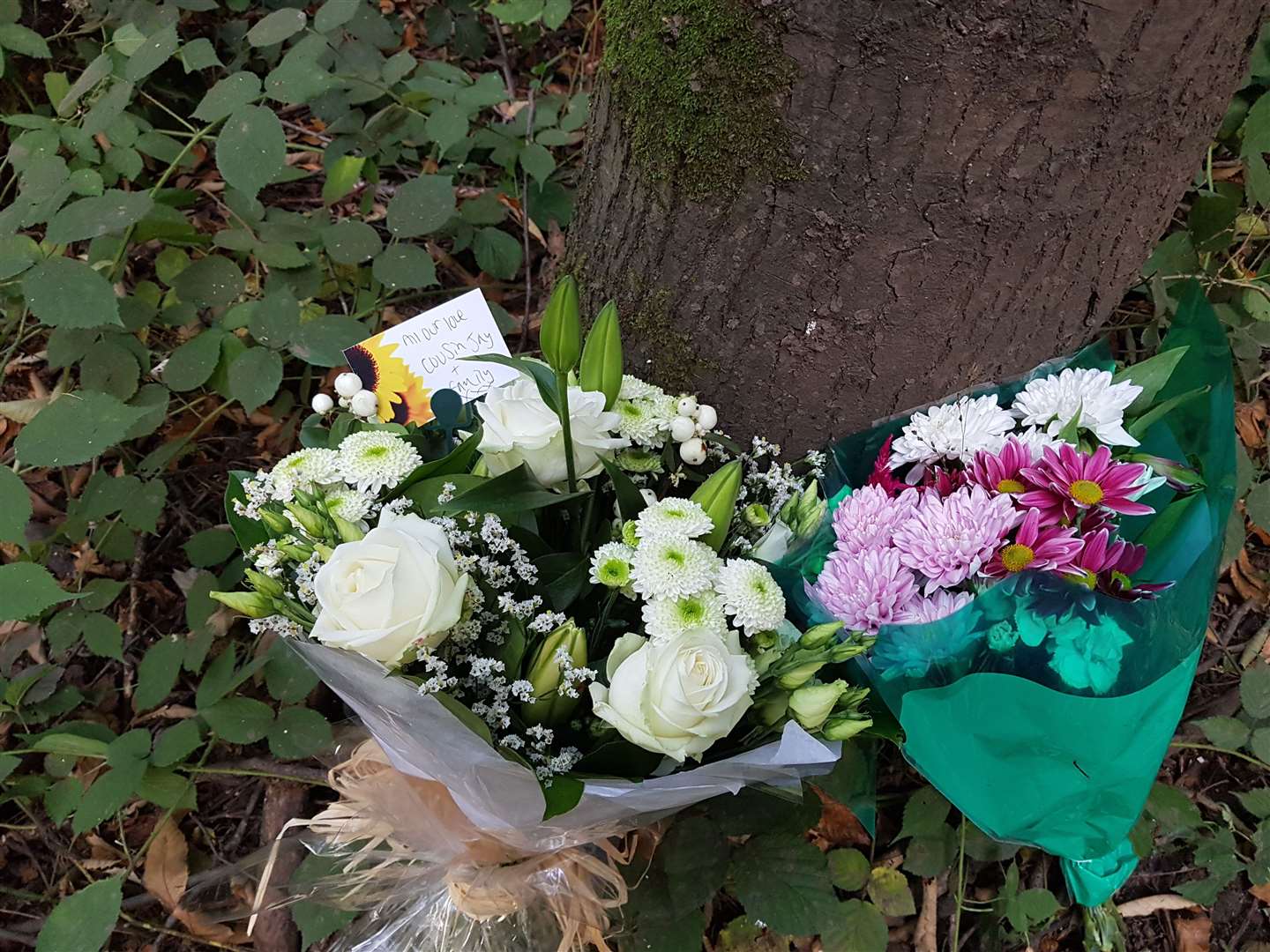 Floral tributes left at the scene of the crash in Kingswood