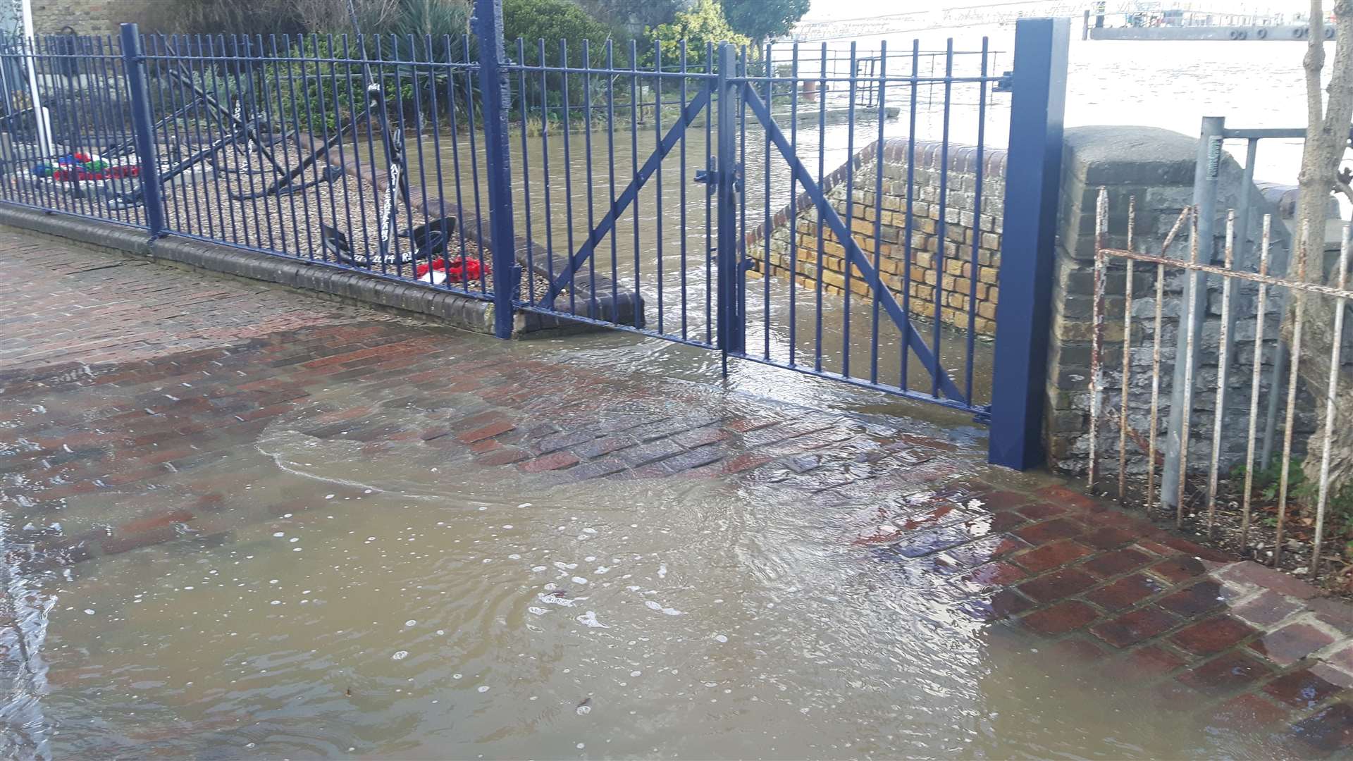 A tidal surge has caused flooding in Gravesend