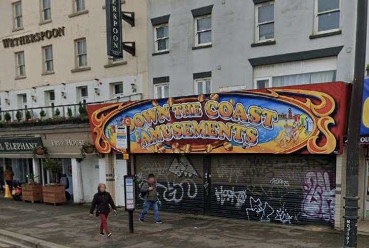 The arcade on Margate's seafront is covered in graffiti. Picture: Google
