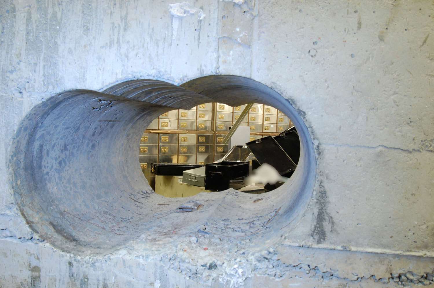 The hole left at the Hatton Garden heist. Picture: Met Police