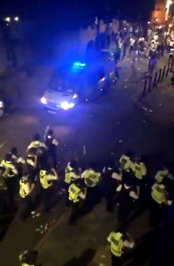 A number of police officers were injured in the clashes (Twitter/PA)