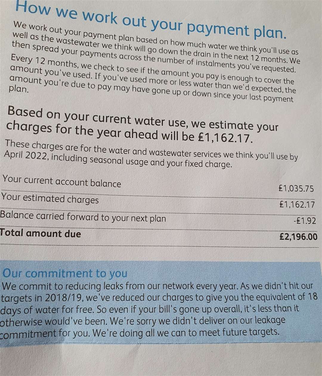 Russell says the couple has received several sky-high water bills at their rented accommodation