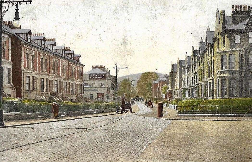 Folkestone Road circa 1910 showing the junction with St John’s Road in the foreground and that with Malvern Road in the background. Picture: Colin Varrall