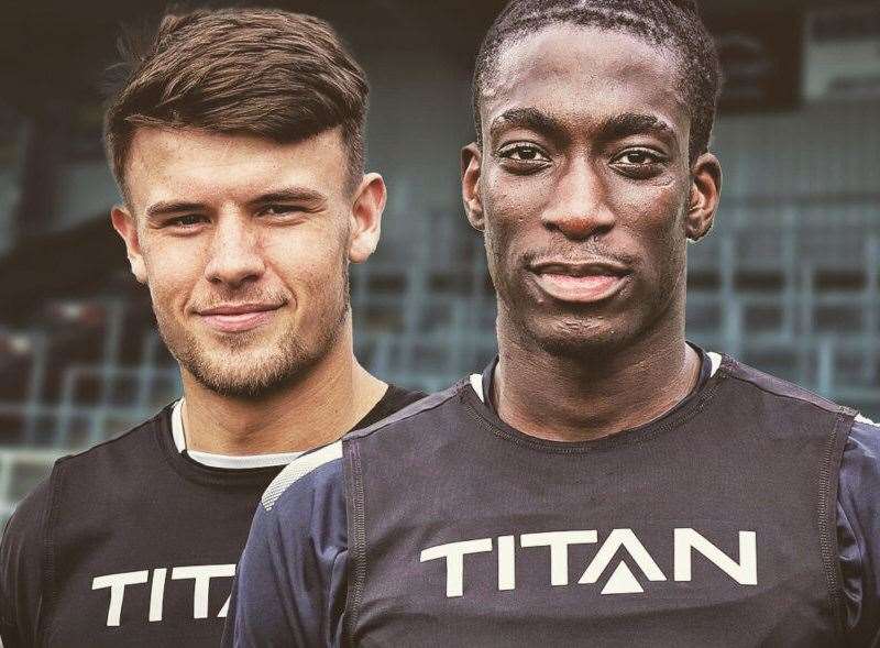 Maidstone new boys Ryan Viggars and Ezio Touray. PIcture: MUFC