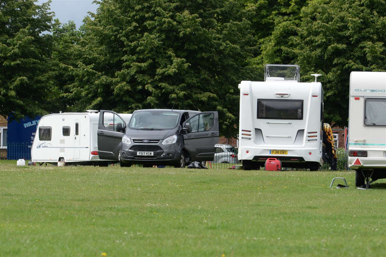 The travellers caravans were last spotted on the Beechings Playing Field, Twydall.Picture: Chris Davey. (12300042)