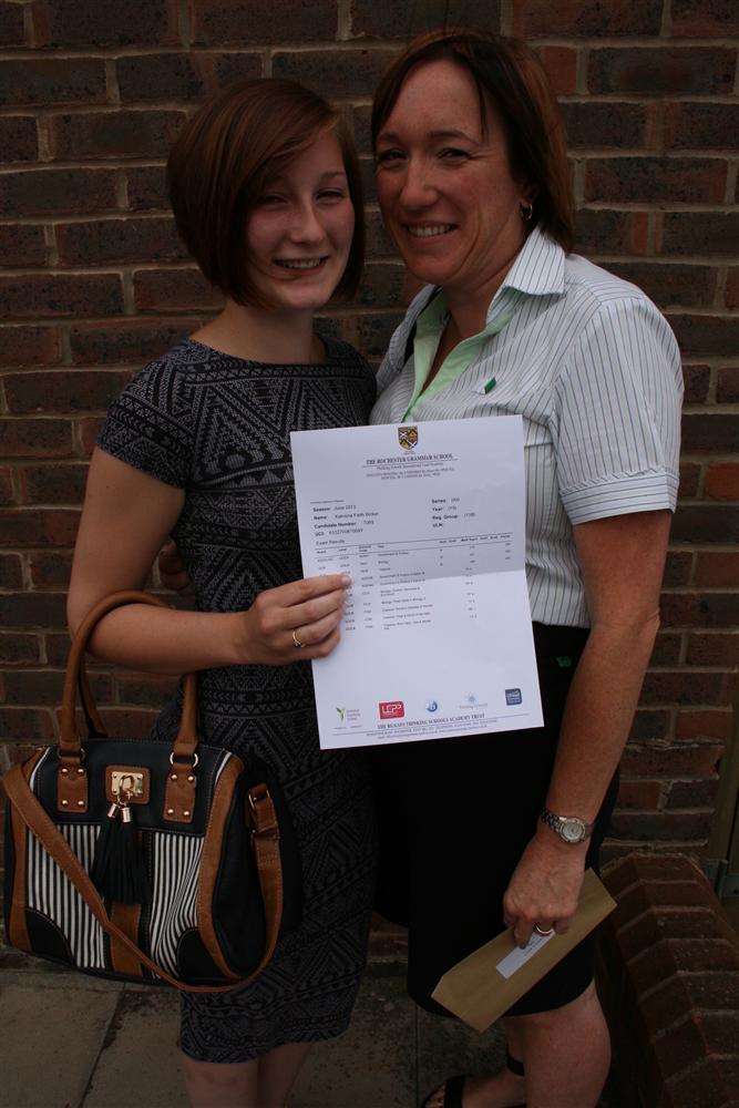 A levels at the Rochester Grammar School. Katriona Bicker with mum Carol