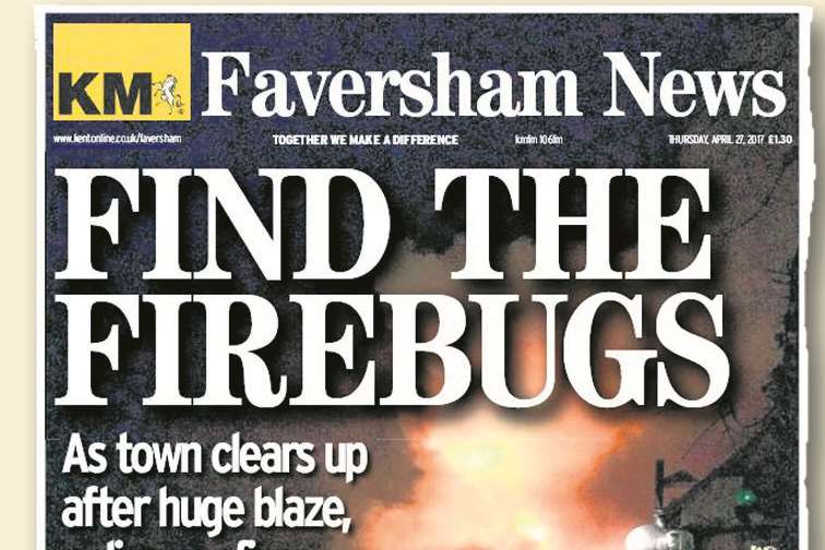 The Faversham News front page at the time of the blaze.