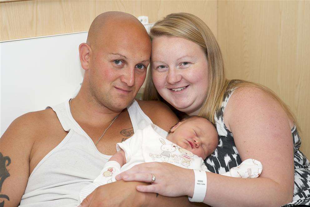 Daniel and Cassandra Parsloe, from Chatham, with baby boy Harvey