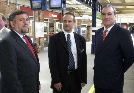 LEFT TO RIGHT: Gwyn Prosser, Dover Priory station manager and Dr Steve Ladyman.