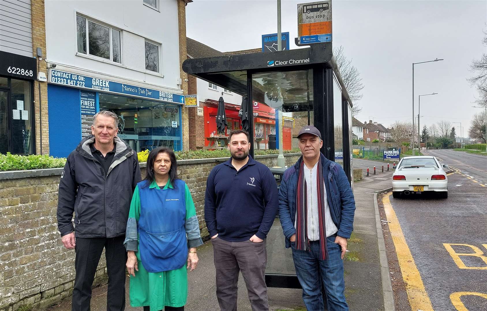 All four shop owners – Simon Hall, Bella Patel, Orthy Karios and Yakup Yalcin – agree moving the bus stop is the best option