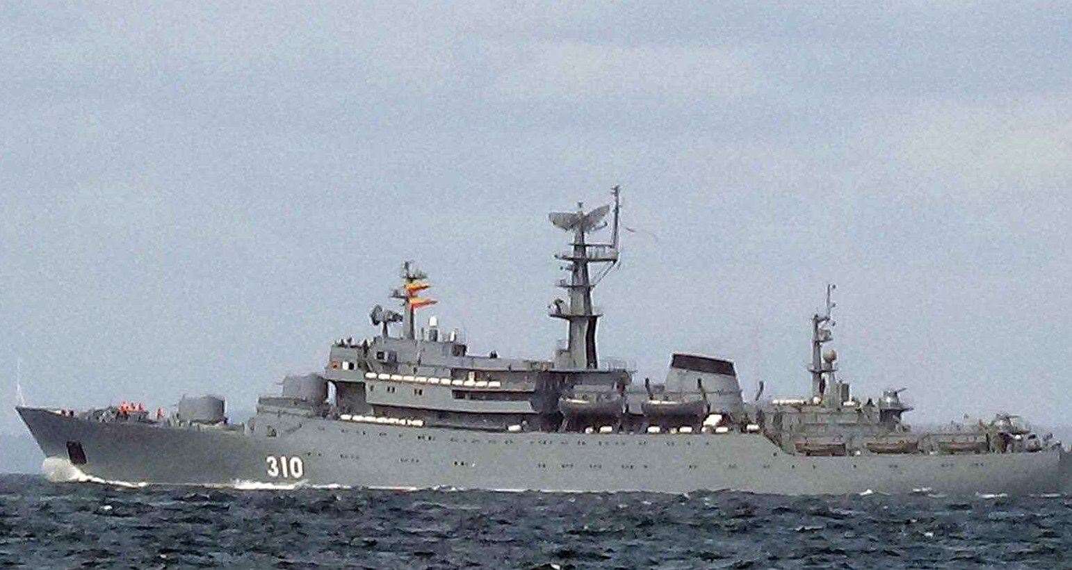 The Russian ship travelling near Dover. Picture: Matt Coker