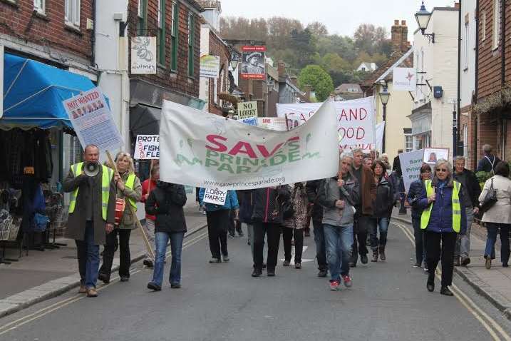 Protestors march through Hythe town centre Picture: Sam Matthews