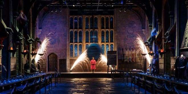 Watch Fred and George Weasley’s fireworks fizz and bang in Hogwarts’ Great Hall. Picture: Warner Bros Studio Tour