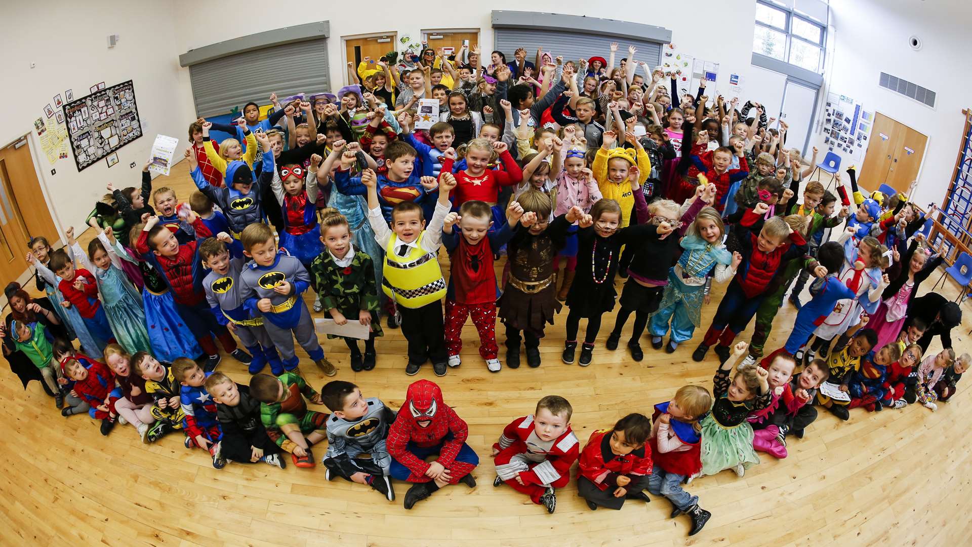 Pupils at James the Great Academy in East Malling dressed as superheroes. Picture: Martin Apps