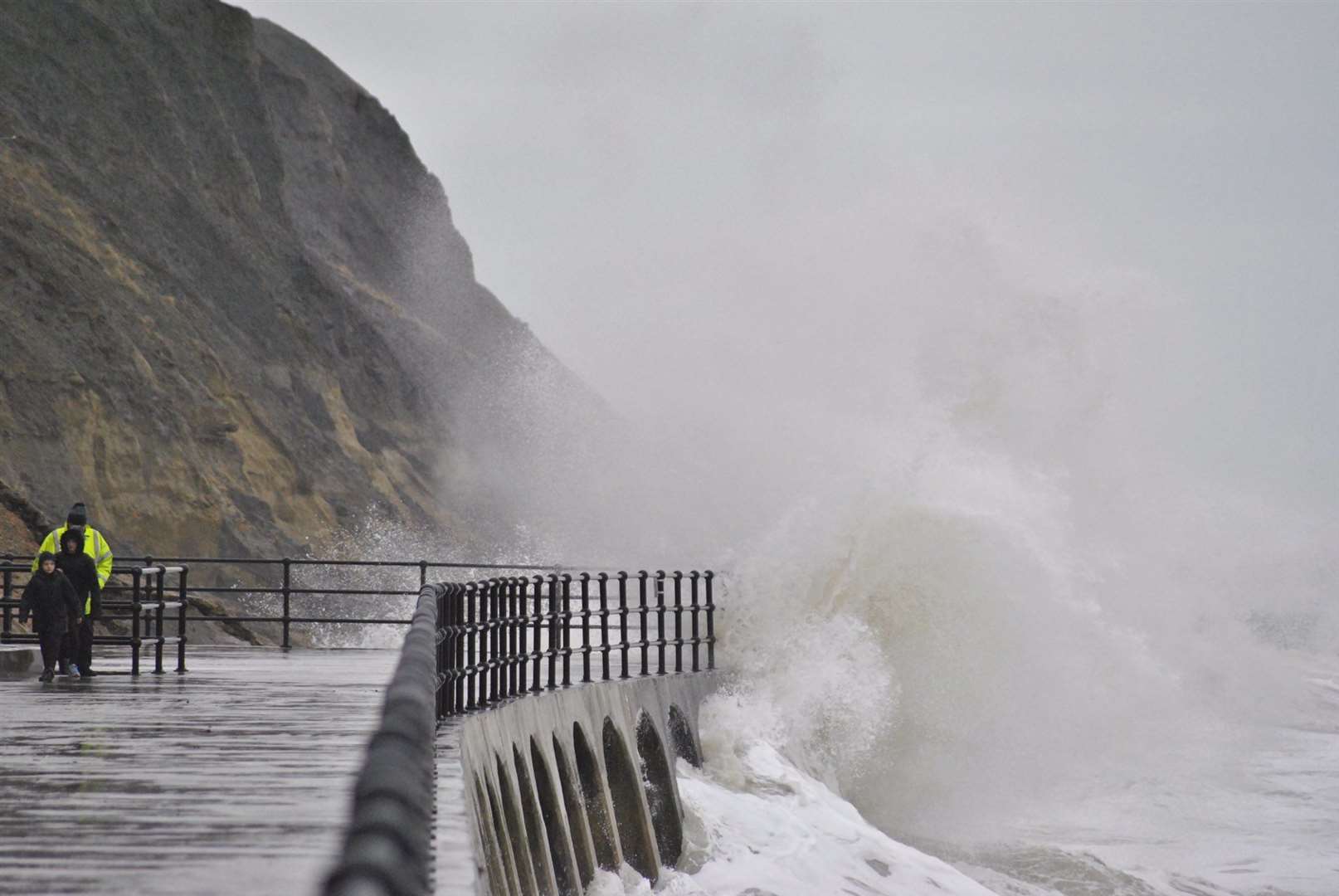 Storm Dennis: high seas at Folkestone. Picture: Alan Leigh