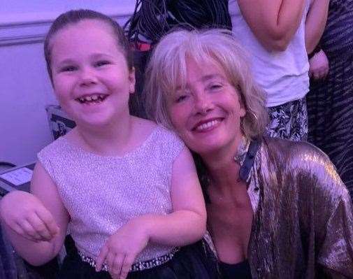 Maddison with Emma Thompson at the fundraising gala at London Fashion Week. Picture: WellChild