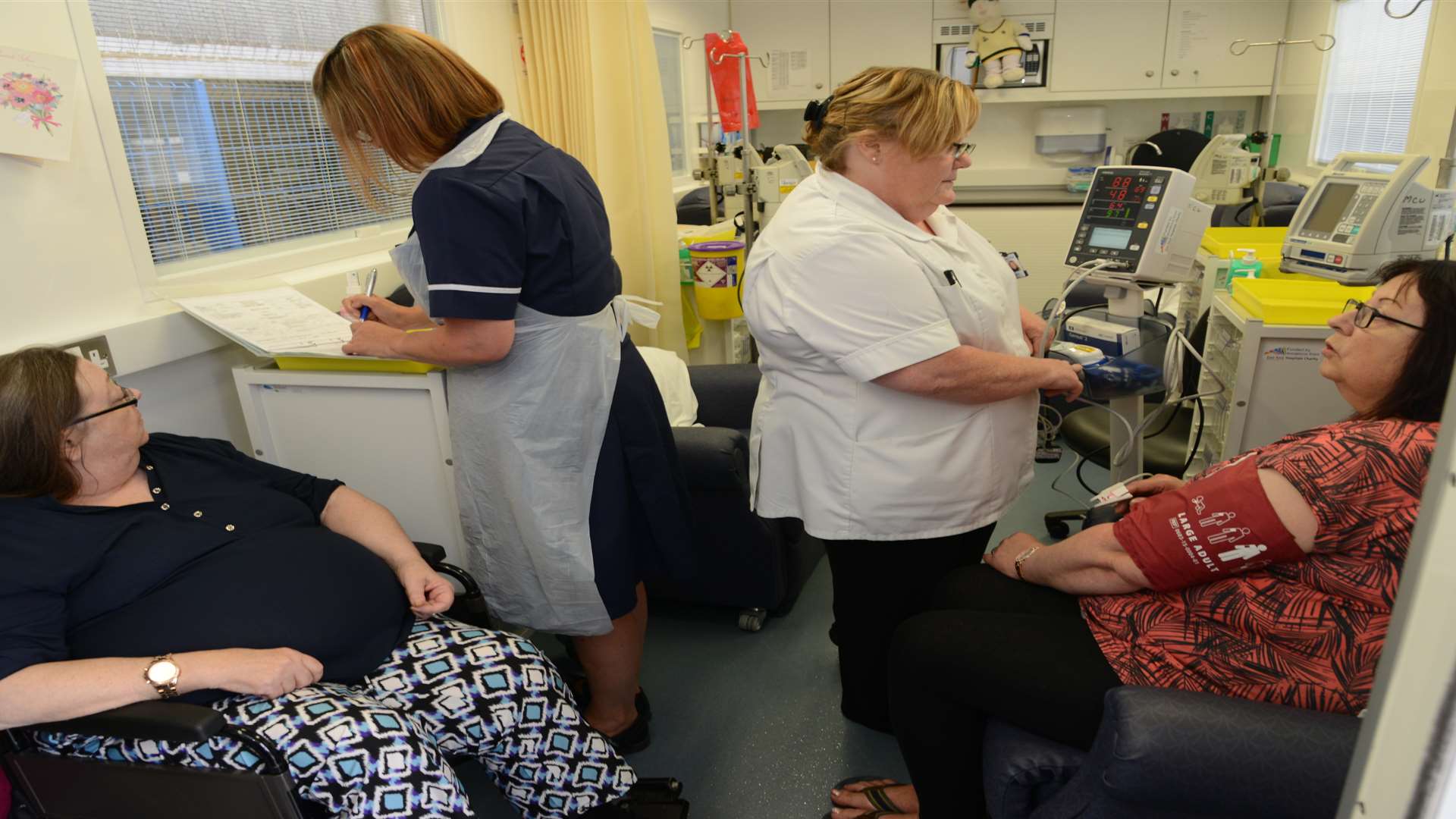Patients being treated in the mobile chemotherapy unit. Picture: Gary Browne