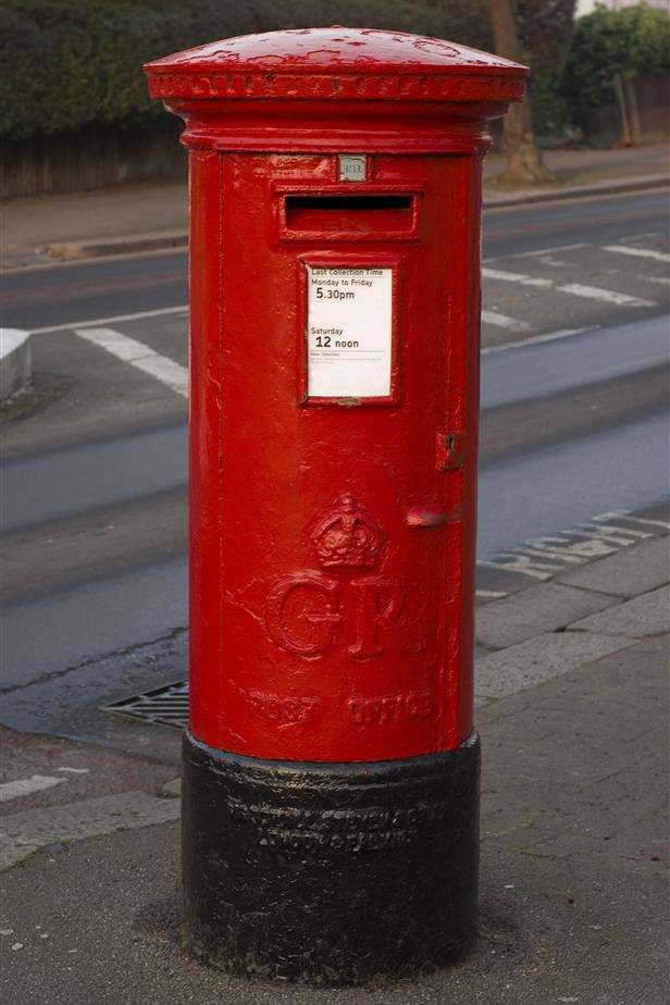 A Royal Mail post box, similar to the one stolen