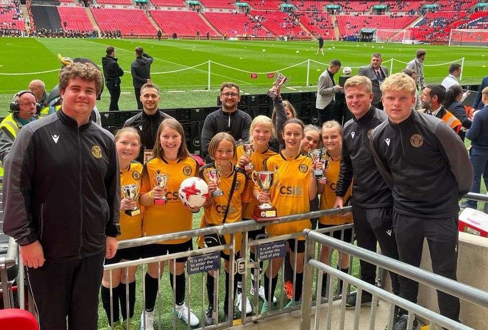 Palace Wood girls with their trophies at Wembley.