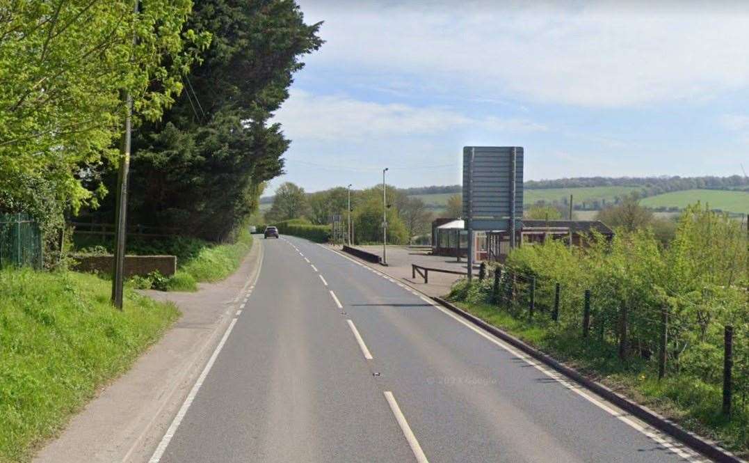A van overturned on the A28 in Chartham. Picture: Google