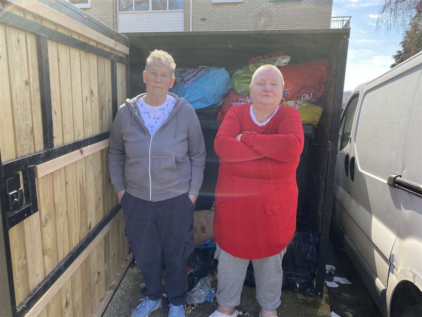 Carol Mitchell and her neighbour Lynn Kember waited for months for their rubbish to be collected