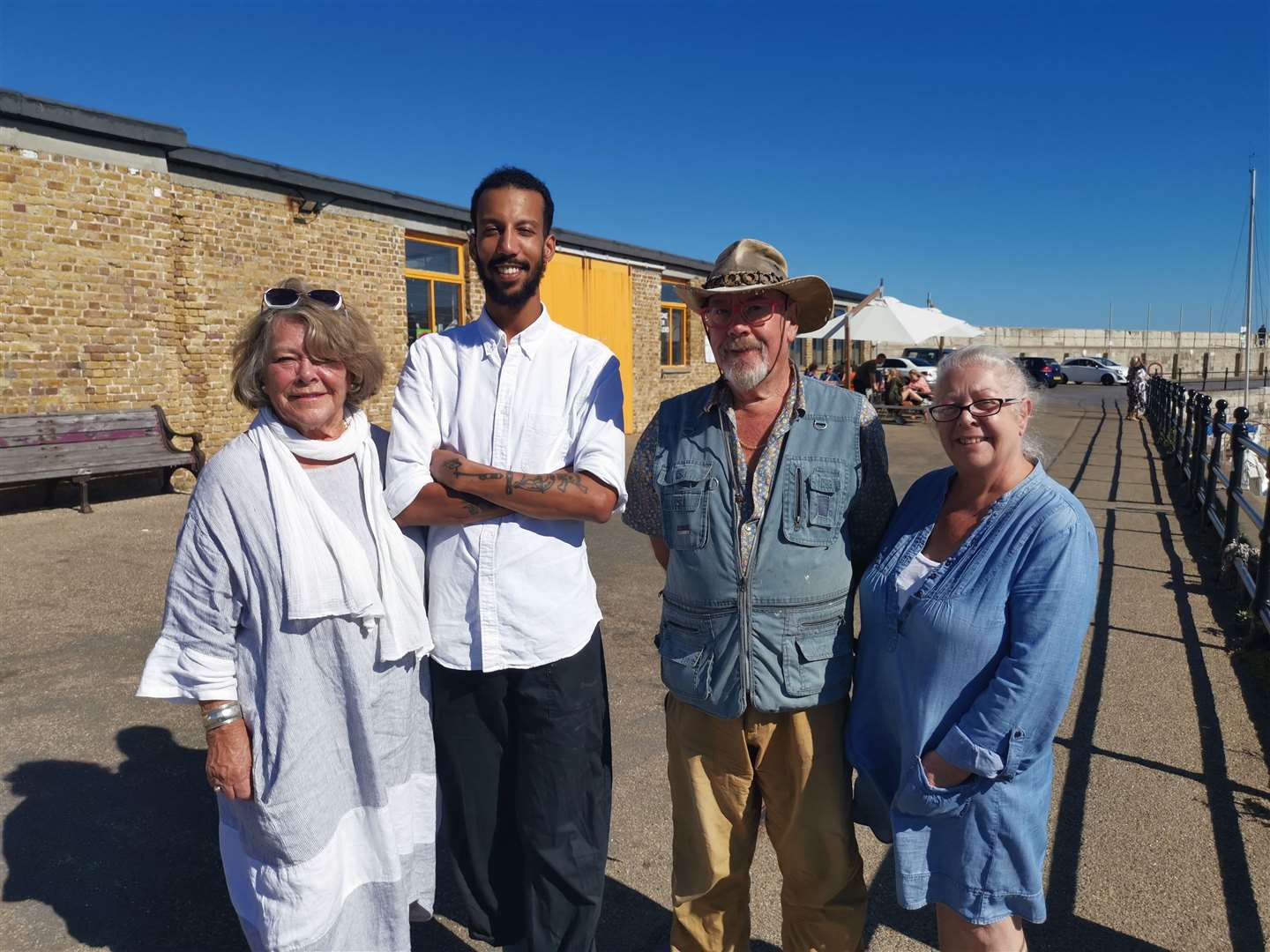 Kate Borg of Michael Richardson Fine Art, Marcelo Rodrigues head chef at Sargasso, artist Michael Richardson and Carole Lane, owner of Harbour Arms micropub