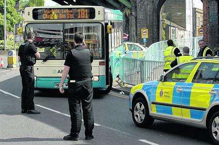 Aftermath of accident at Luton Arches