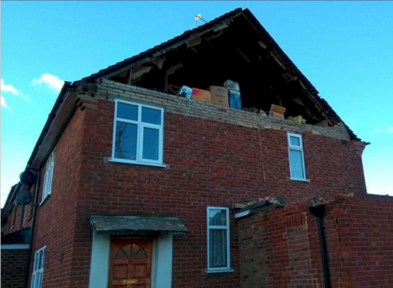 The damage caused to Kev Mayne's house