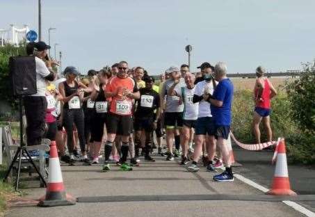 Runners prepare to set off on the Dinosaur 10k run by Deal Tri. Picture John Trickey