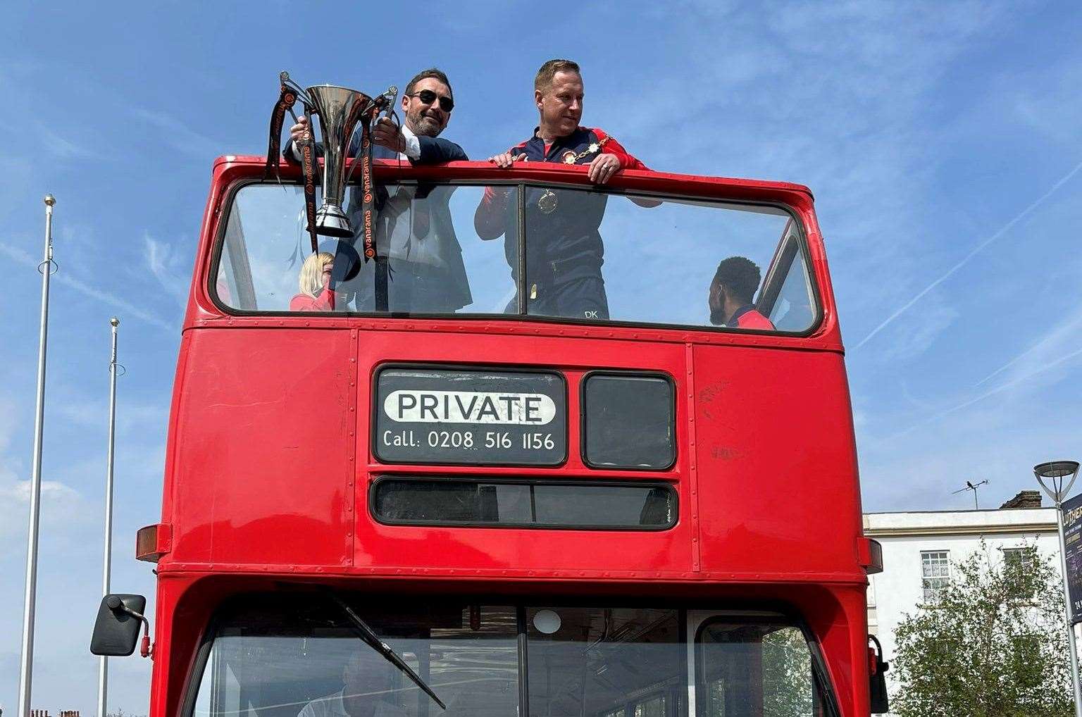 The Ebbsfleet United team took part in an open-top bus parade this morning. Picture: Town Centre Manager for Gravesend
