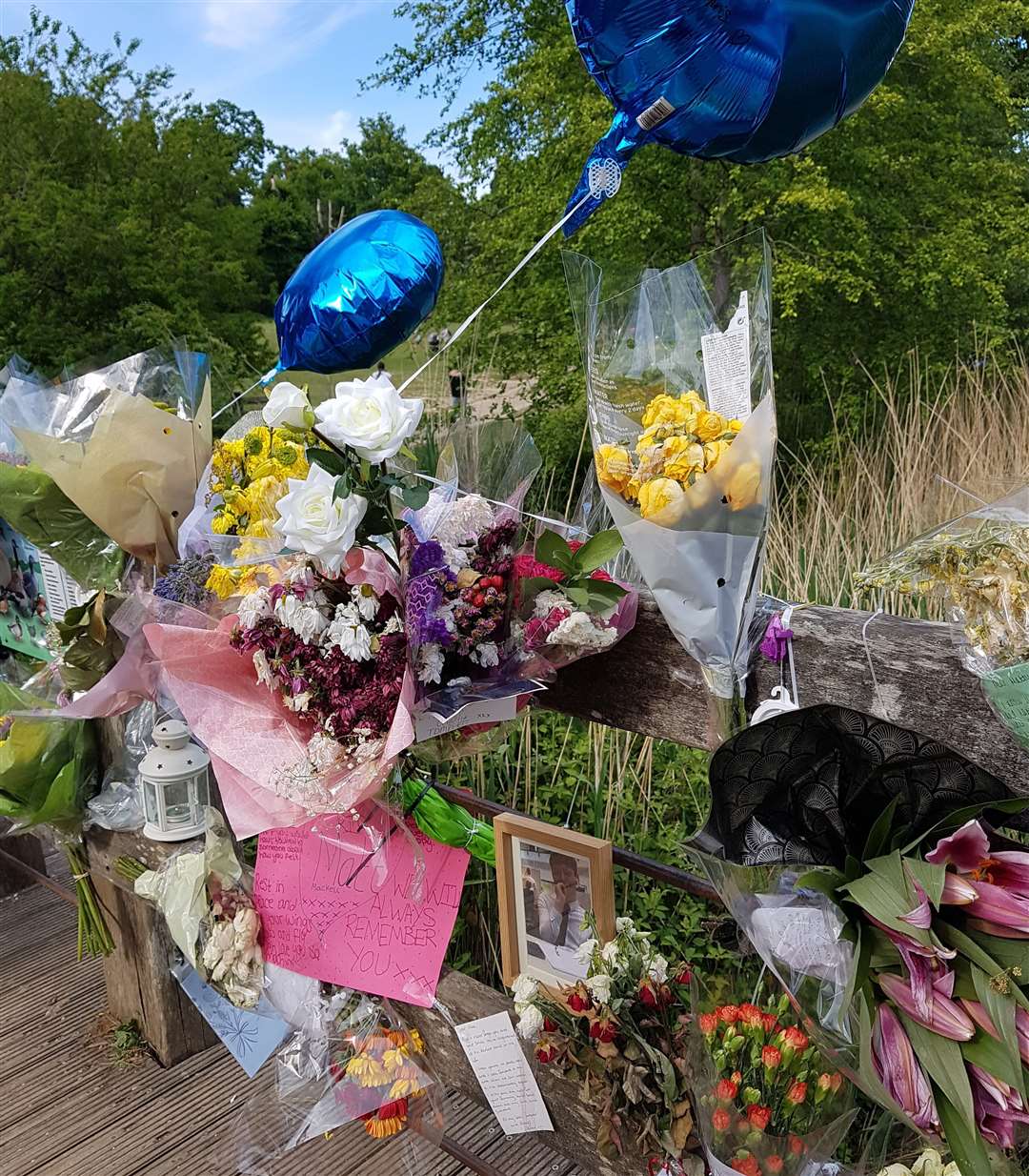 Flowers and messages were left at Dunorlan Park in memory of Matthew
