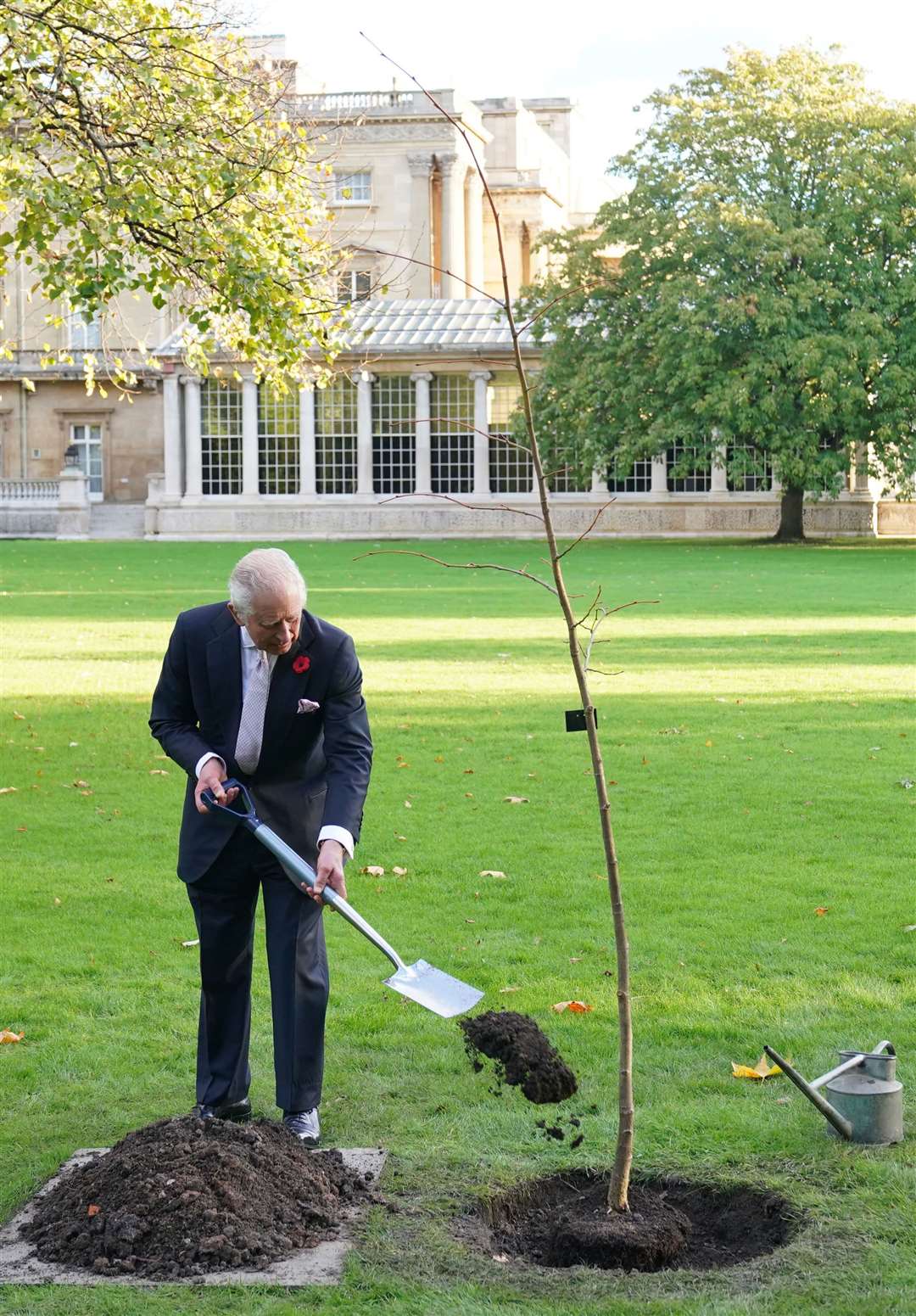 The King planted a lime tree near the Tea House in Buckingham Palace garden (Jonathan Brady/PA)