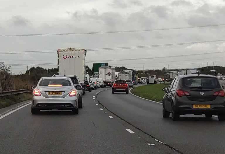Sheppey-bound Grovehurst roundabout slip road closure causes traffic chaos