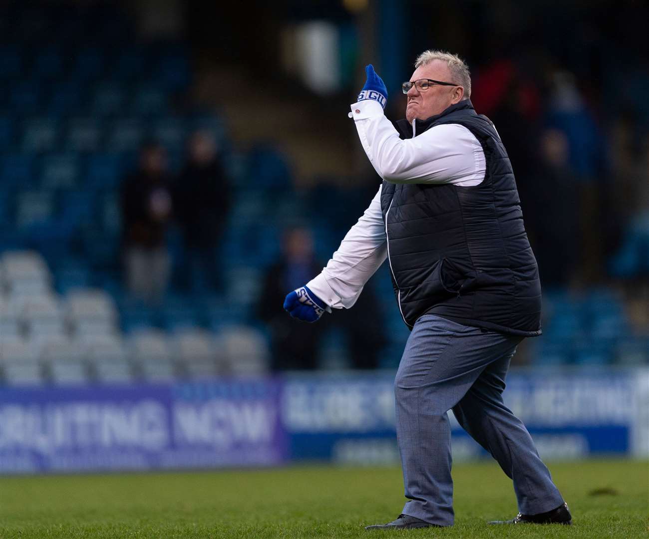Gills fans sing Steve Evans' name at the final whistle on Saturday after victory over MK Dons Picture: Ady Kerry