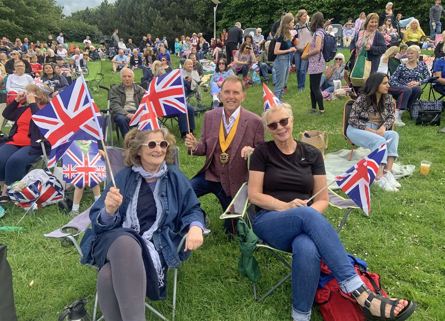 Gin and Jane with the Mayor of Maidstone at Jubilee Proms in the Park. Picture: MBC
