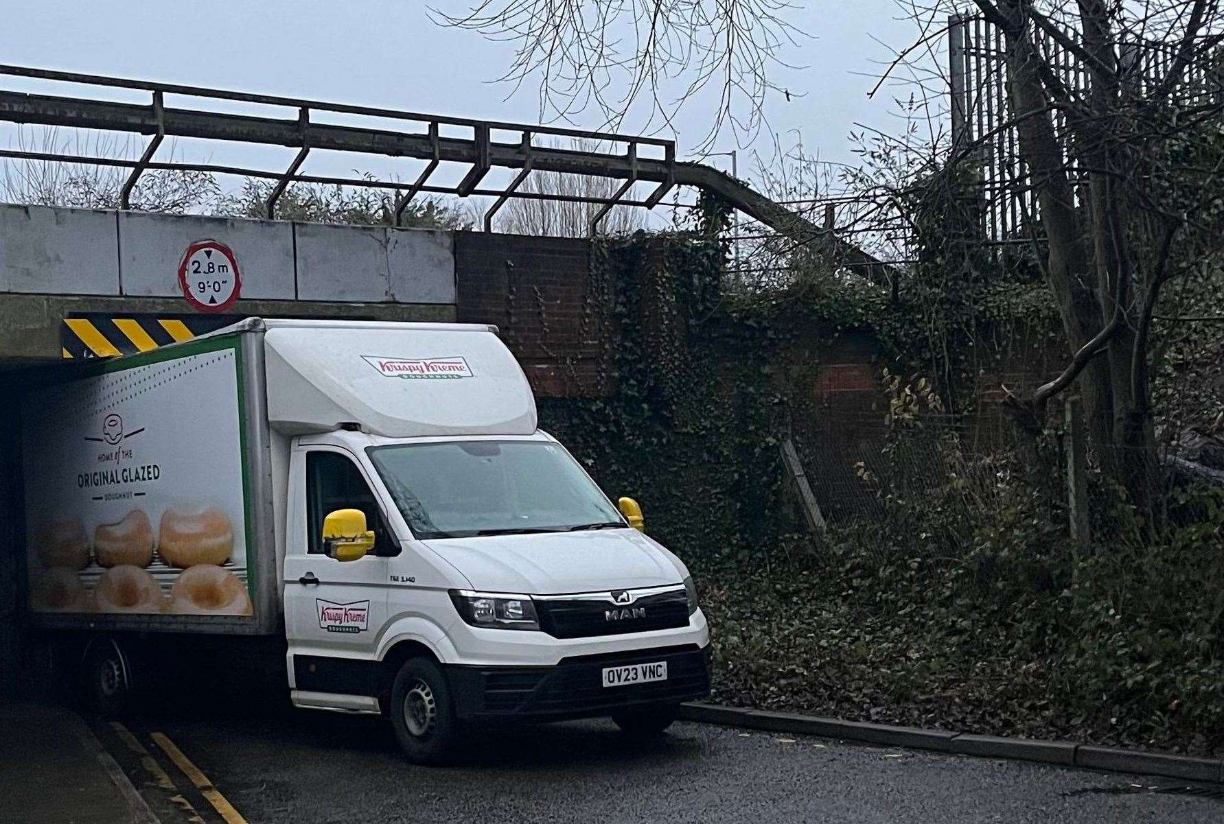 The Krispy Kreme van stuck under a railway bridge in Tonbridge. Picture: Polina Nicholls
