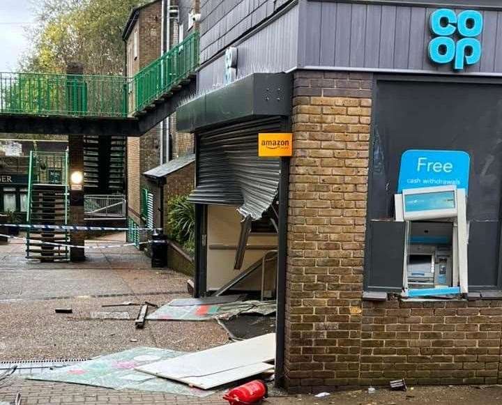The Co-op in The Row, New Ash Green, had to shut after an attempted cash machine theft