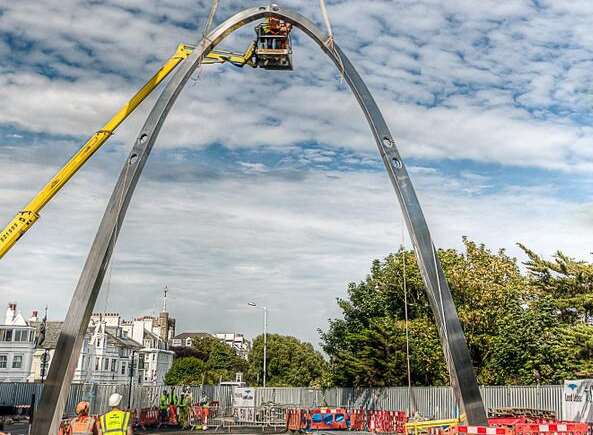 The completed arch near Folkestone harbour, where soldiers and military personnel departed for battlefields. Picture: Freddie Lee Thompson
