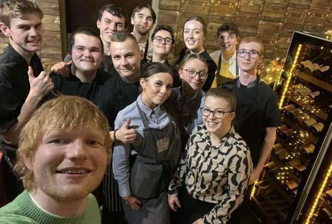 Ed Sheeran visiting the Hengist pub in Aylesford. Picture: The Hengist Village Bar & Dining Room