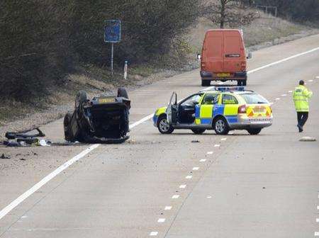 M20 accident near Charing Heath. Pictures by Max Hess