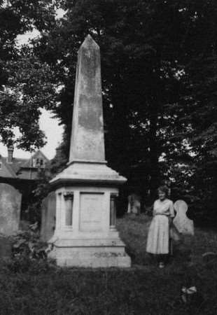 The picture which solved the mystery, showing Peter Pilch's mother at Fuller Pilch's grave