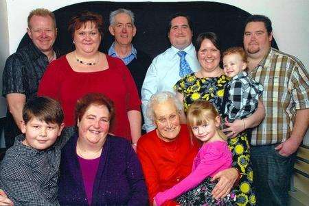 The Cox family. Top row, second from left) Nichola, Ian, Andrew and Chris. Sue is on the bottom row to the left.
