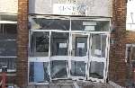 The damage done to the front of the police station. Picture: GRANT FALVEY