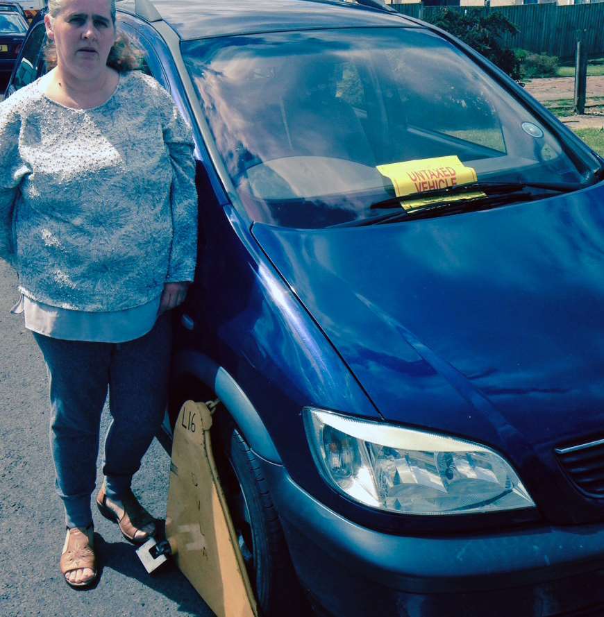 Deborah Southfield with her clamped car