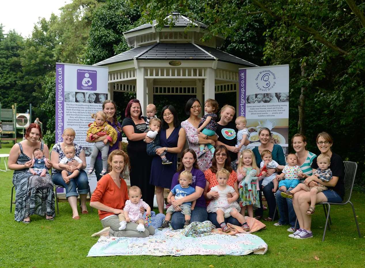 The women and babies taking part in the world record breast feeding event