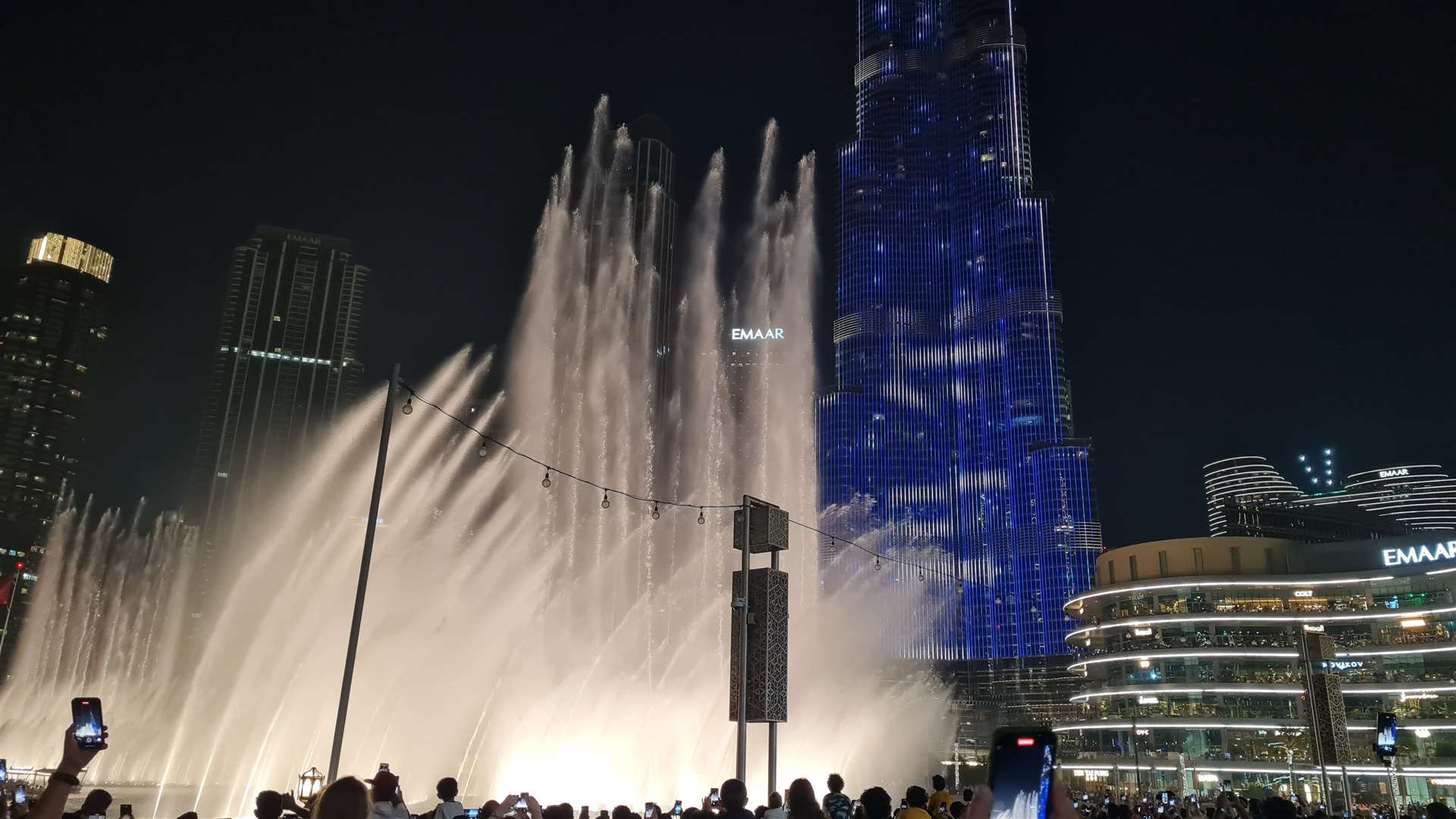 The spectacular fountain show in front of the Burj Khalifa - the world's tallest building