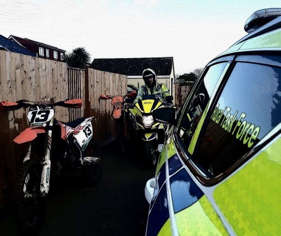 Two of the bikes seized by police on Sheppey. Picture: @KentPoliceRural